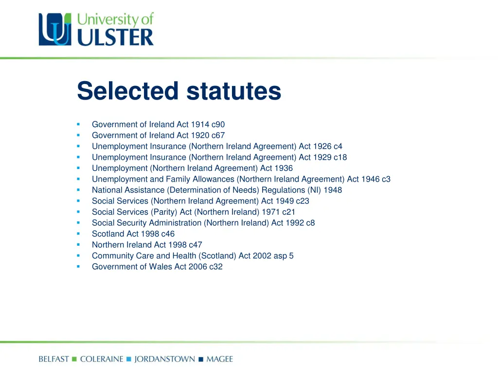 selected statutes