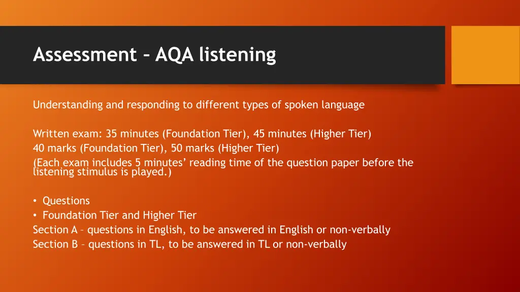 assessment aqa listening