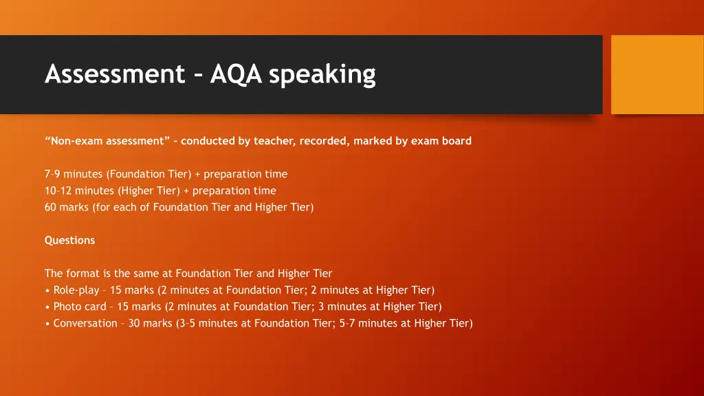 assessment aqa speaking