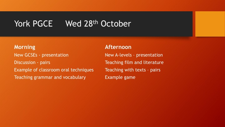 york pgce wed 28 th october