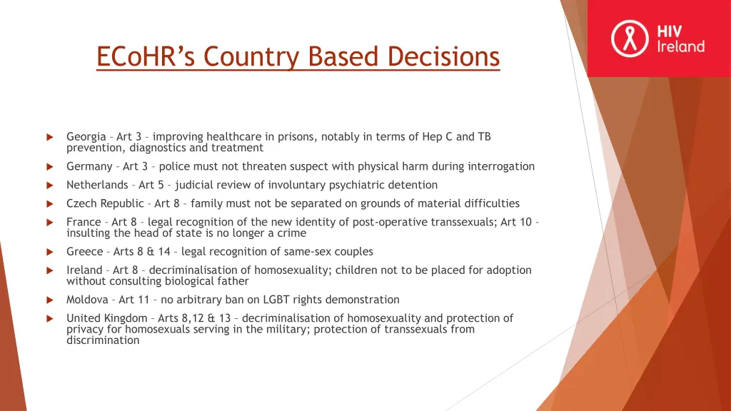 ecohr s country based decisions