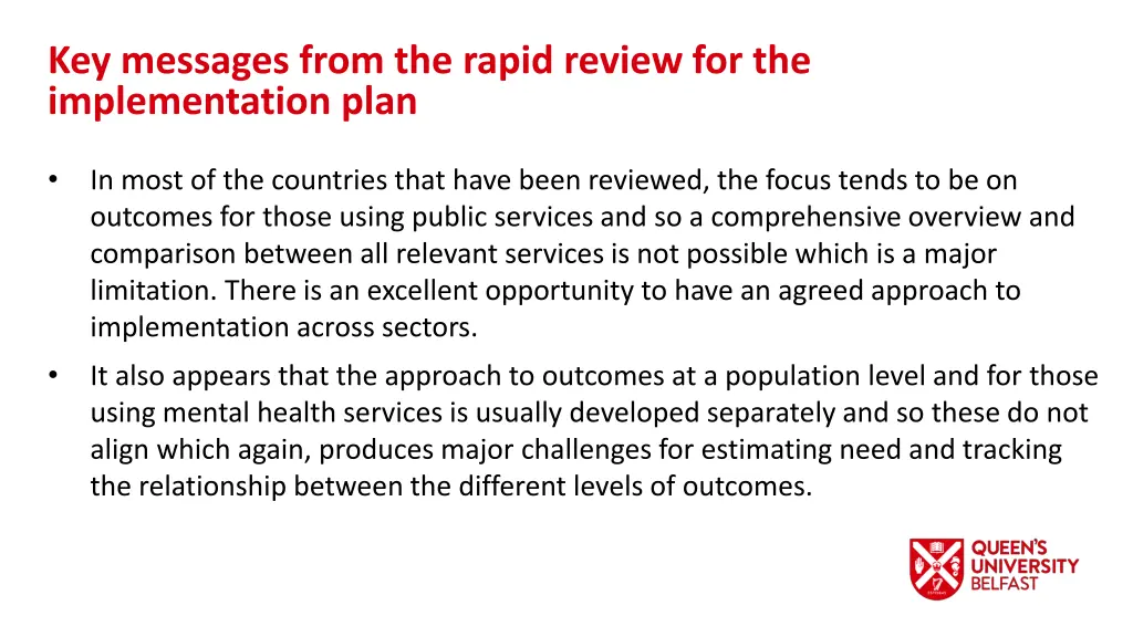 key messages from the rapid review