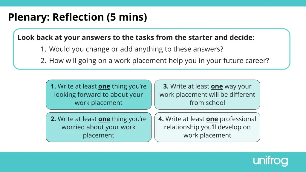 plenary reflection 5 mins