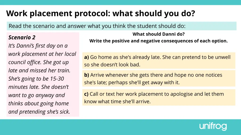 work placement protocol what should you do 1