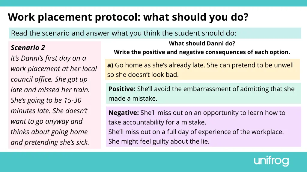 work placement protocol what should you do 2