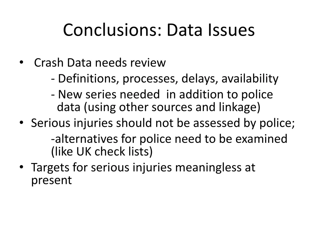 conclusions data issues