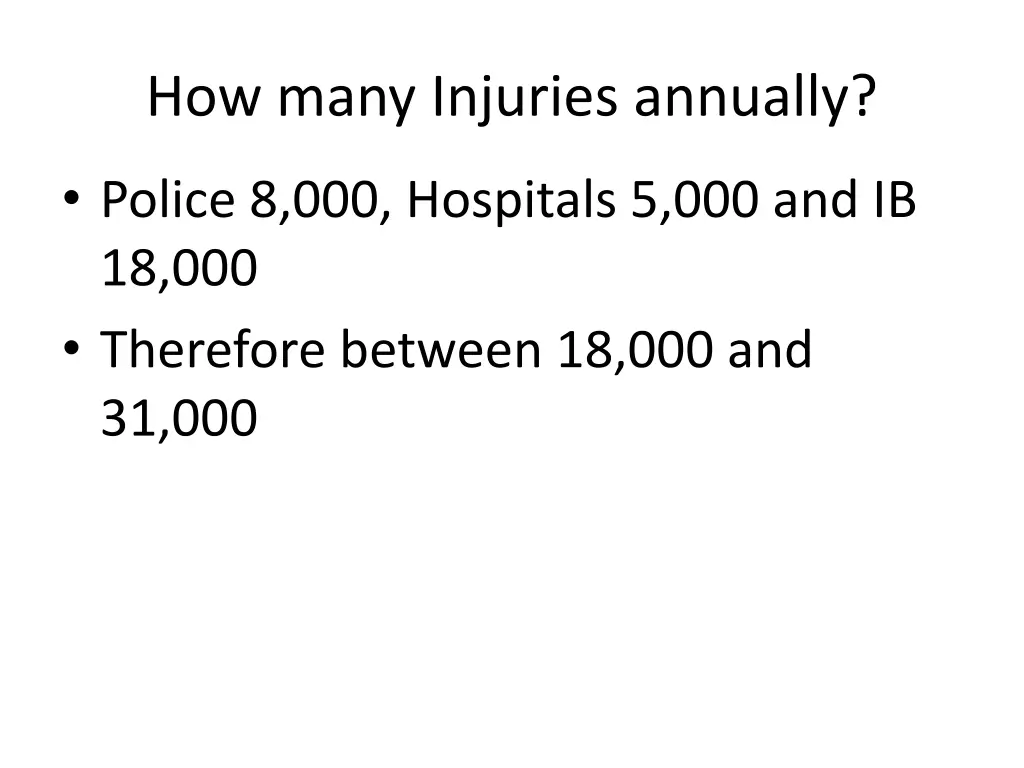 how many injuries annually