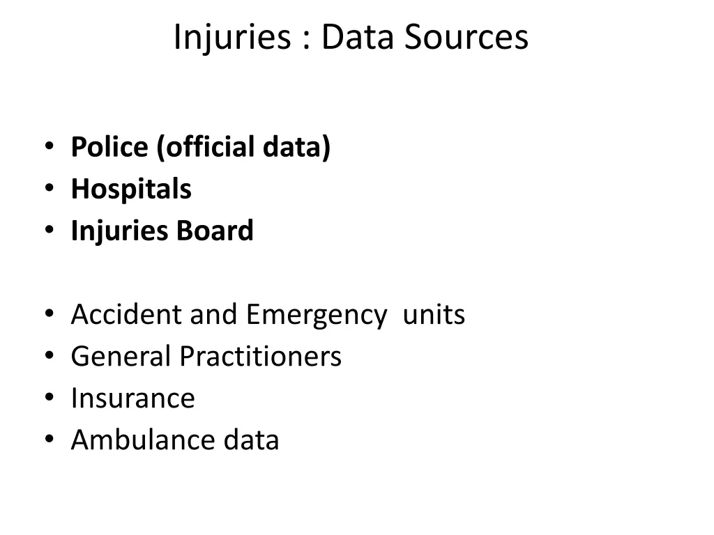 injuries data sources