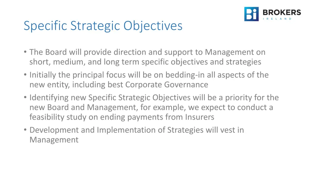 specific strategic objectives