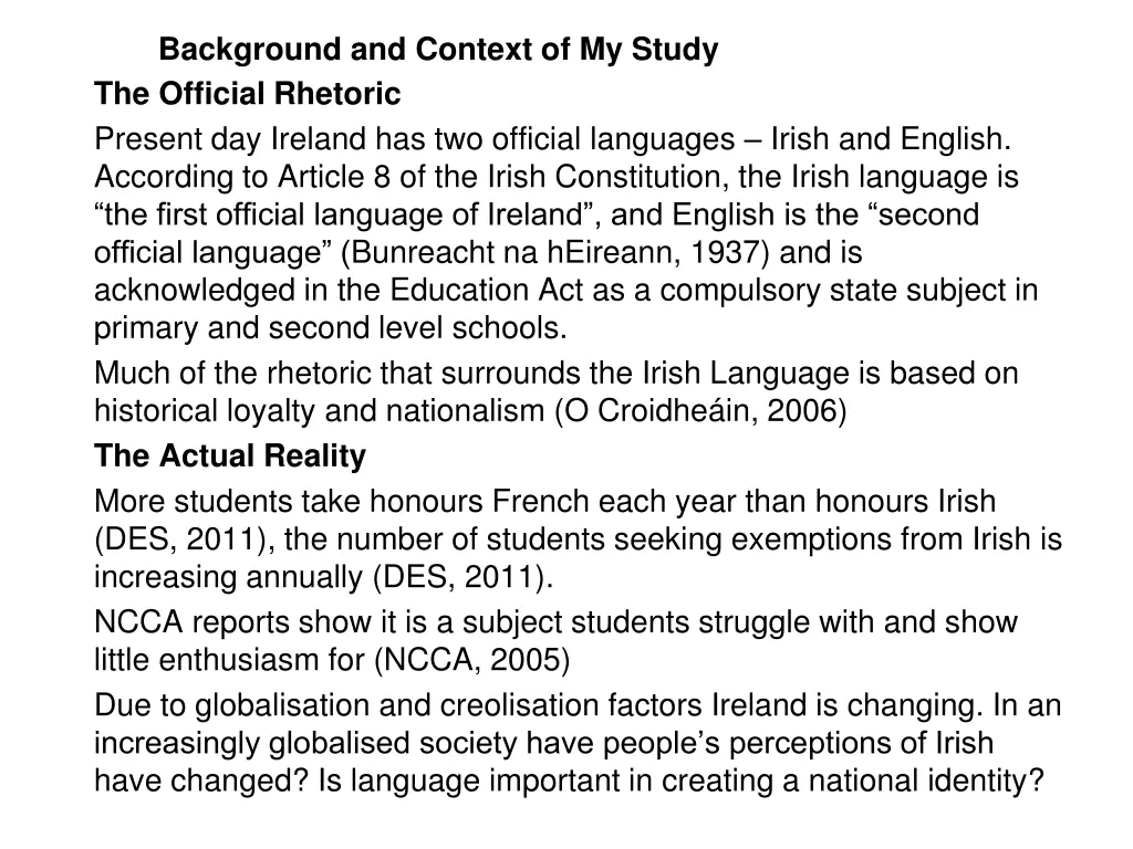 background and context of my study the official