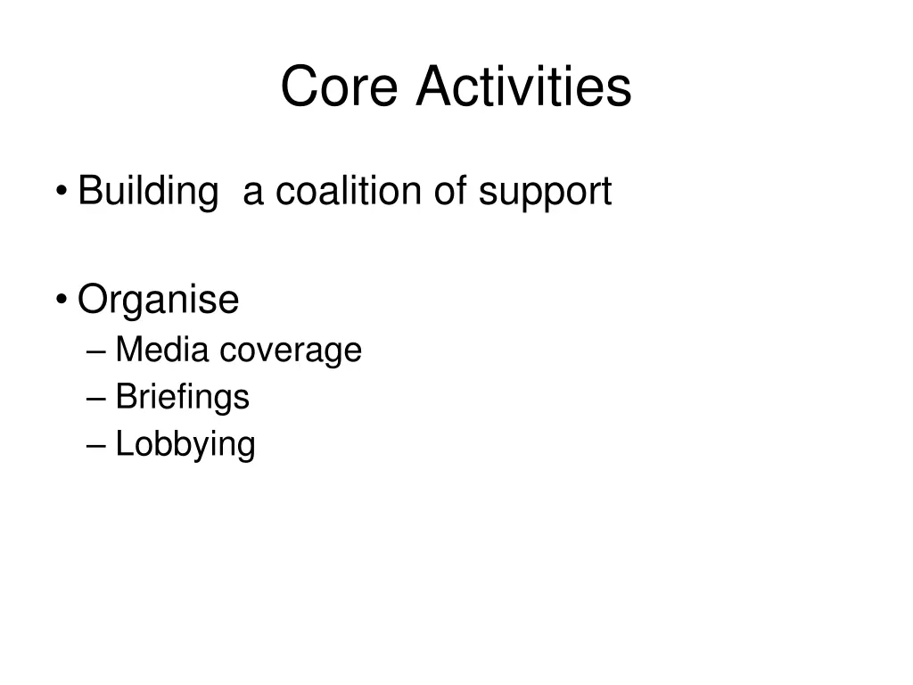 core activities