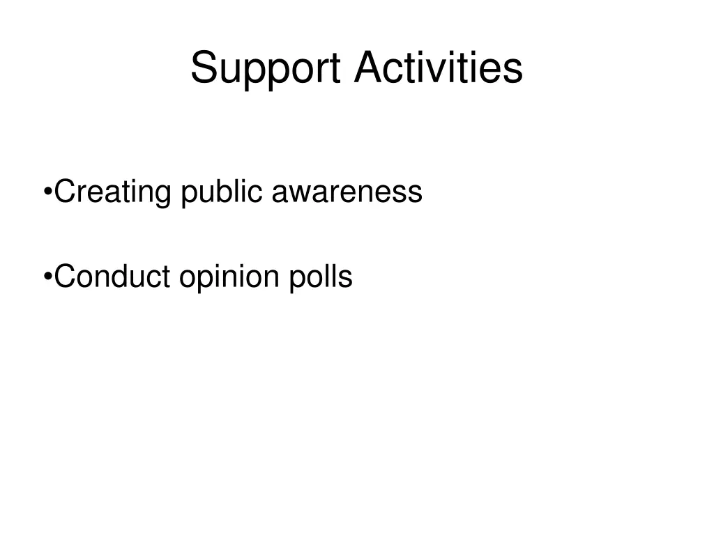 support activities 1