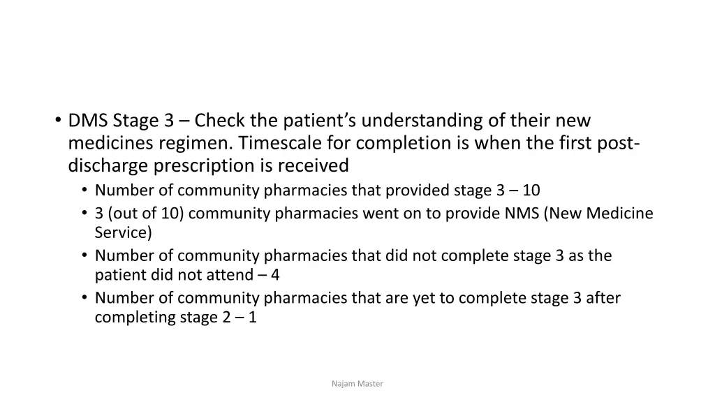 dms stage 3 check the patient s understanding