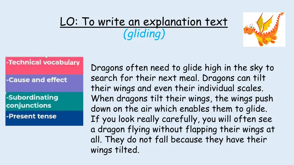 lo to write an explanation text gliding