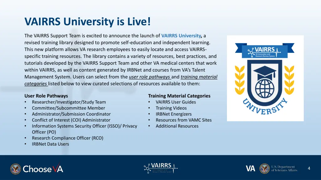 vairrs university is live