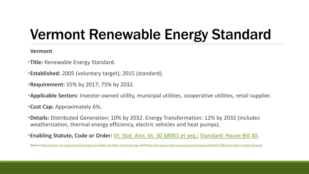 vermont renewable energy standard