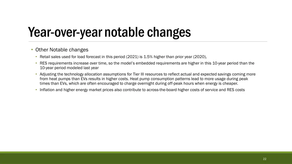 year over year notable changes 1