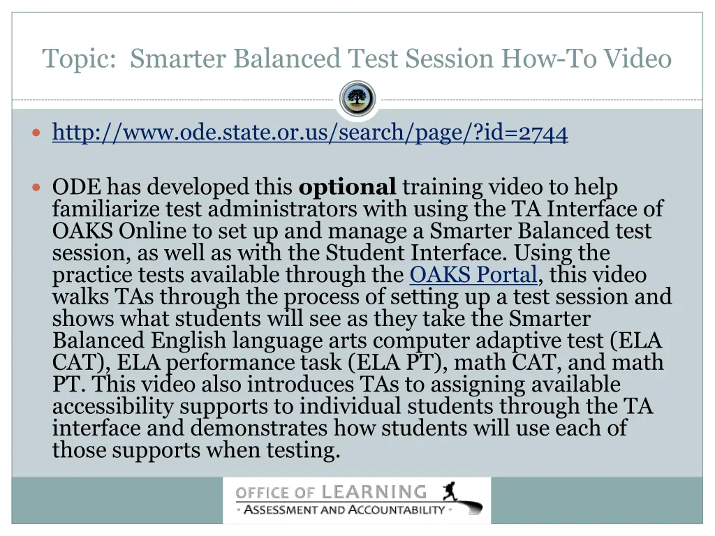 topic smarter balanced test session how to video