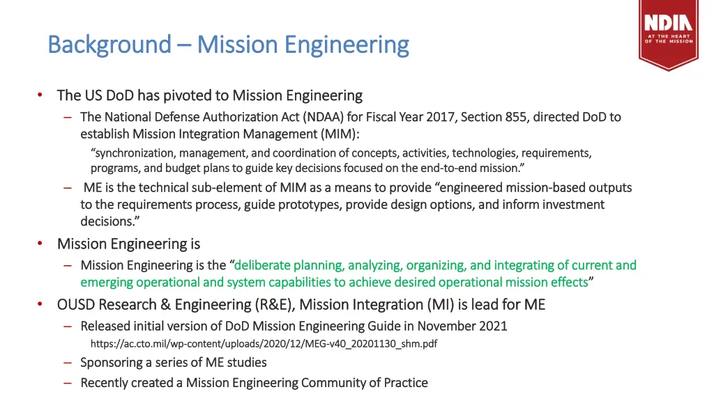 background background mission engineering mission