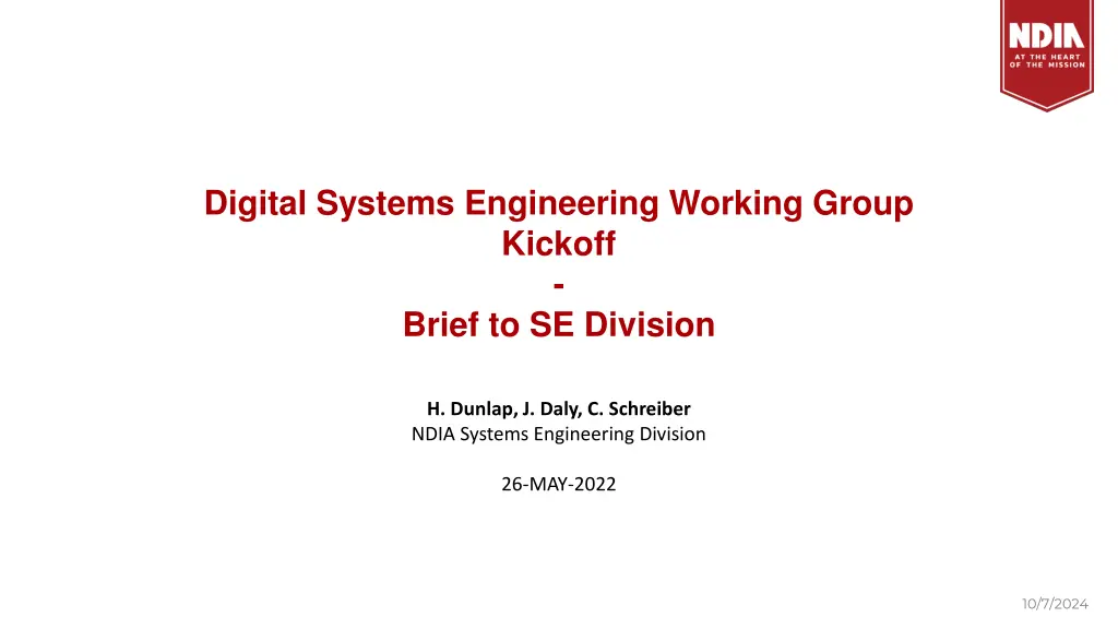 digital systems engineering working group kickoff