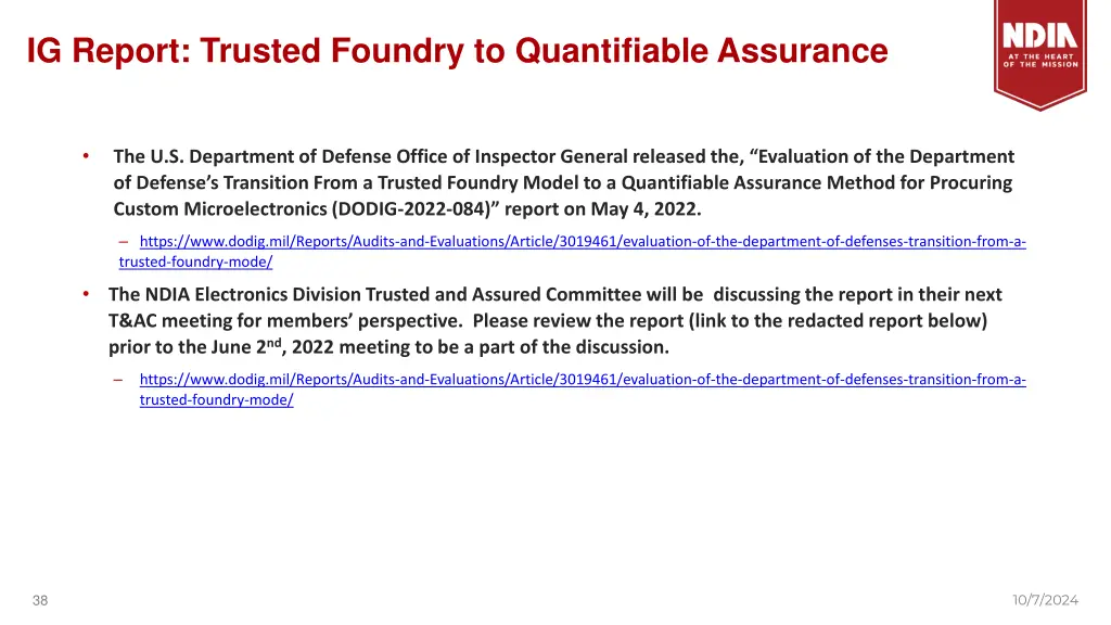 ig report trusted foundry to quantifiable