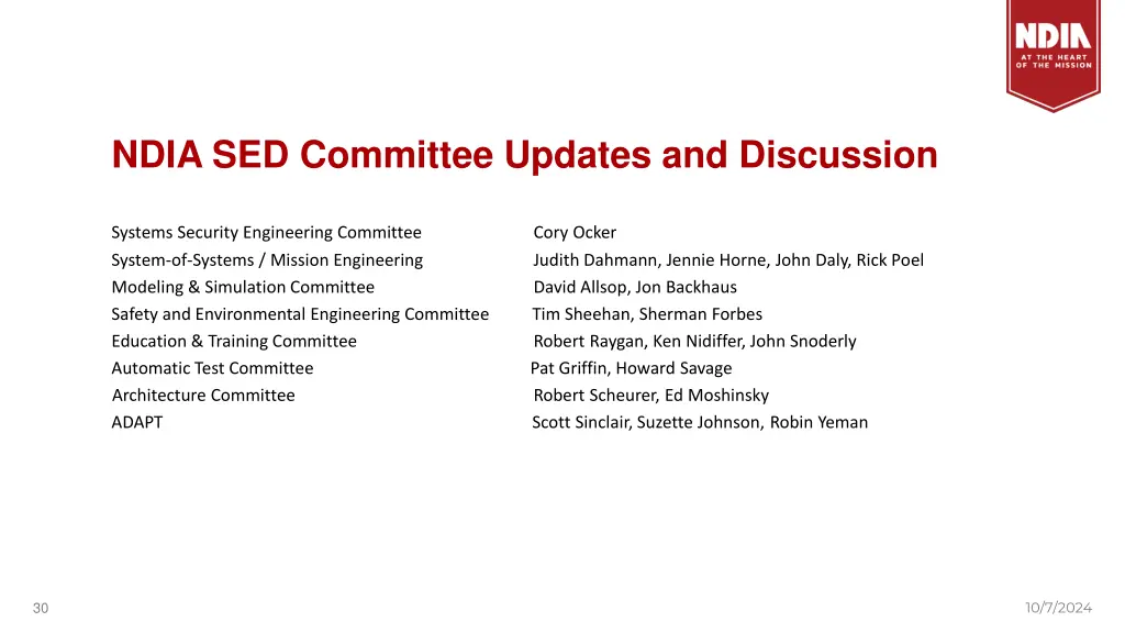 ndia sed committee updates and discussion