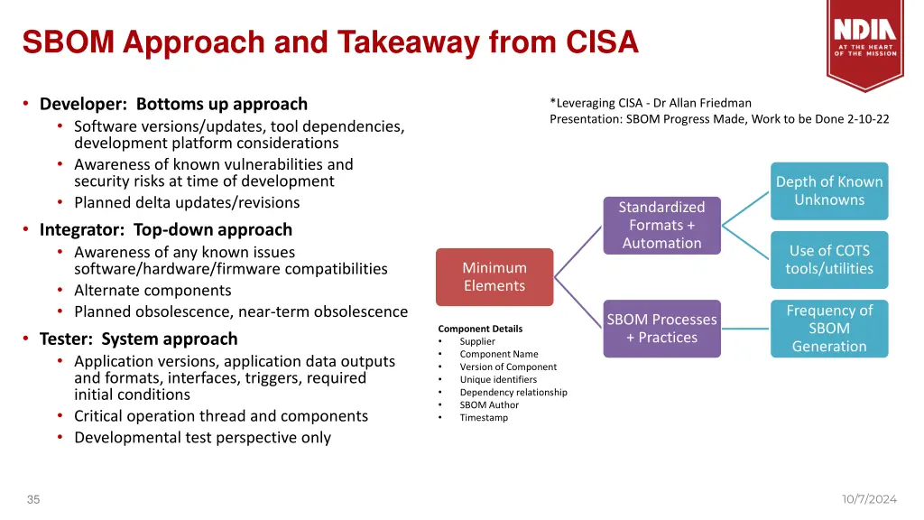 sbom approach and takeaway from cisa