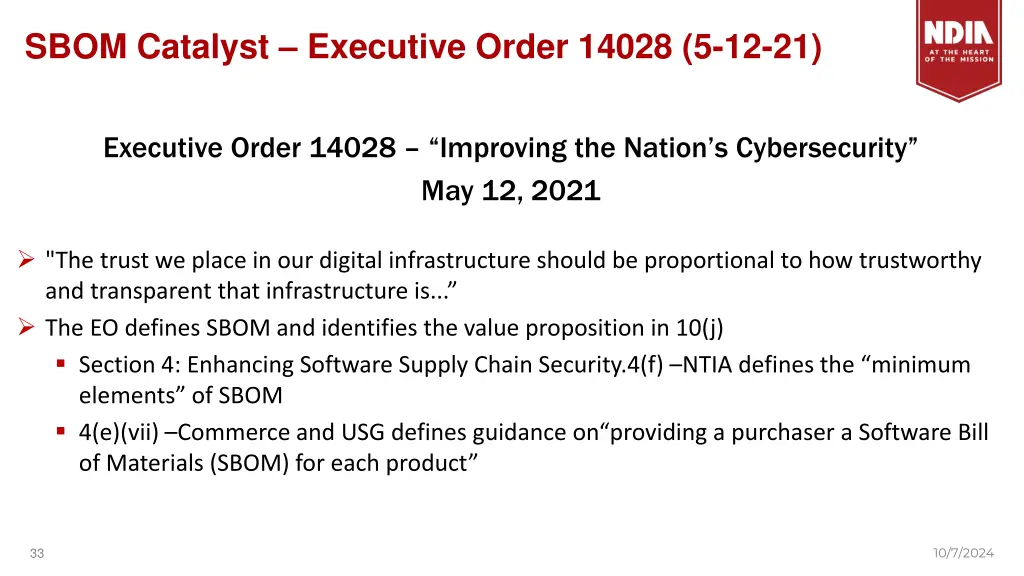 sbom catalyst executive order 14028 5 12 21