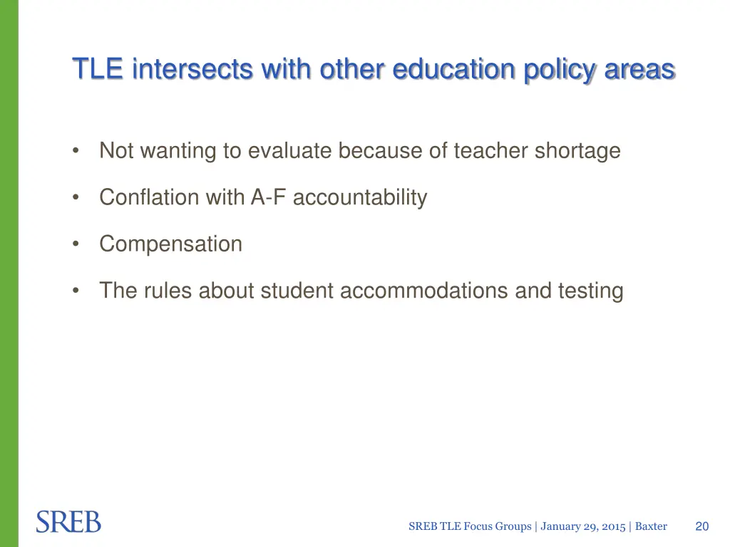 tle intersects with other education policy areas