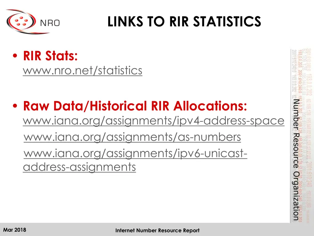 links to rir statistics