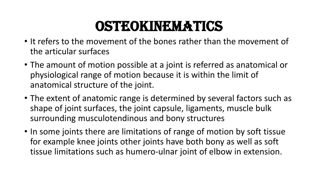 osteokinematics osteokinematics