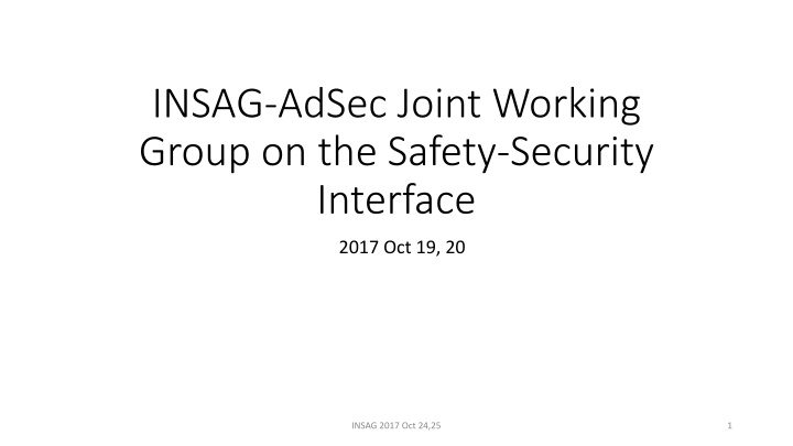 insag adsec joint working group on the safety