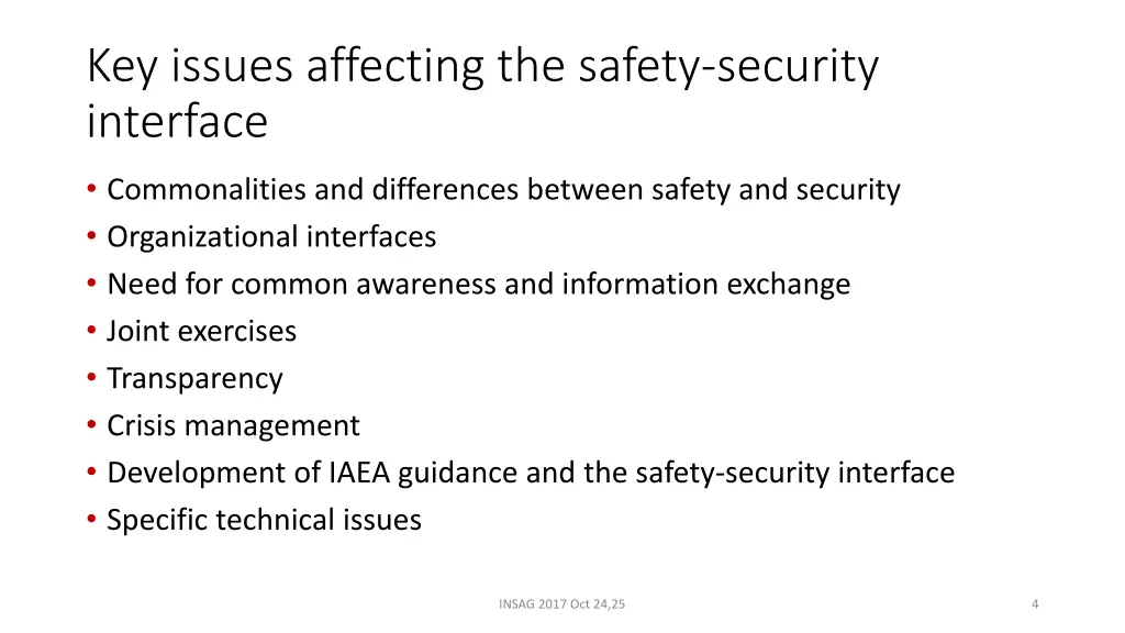 key issues affecting the safety security interface