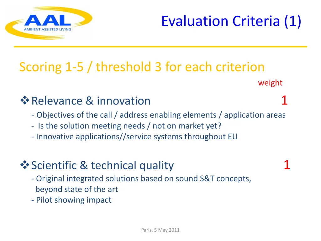 evaluation criteria 1