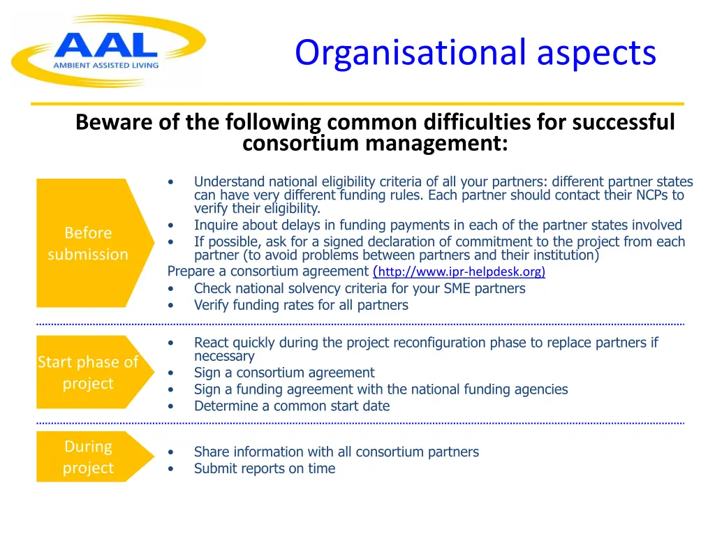 organisational aspects