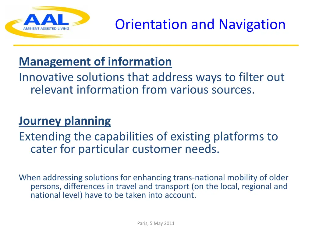 orientation and navigation