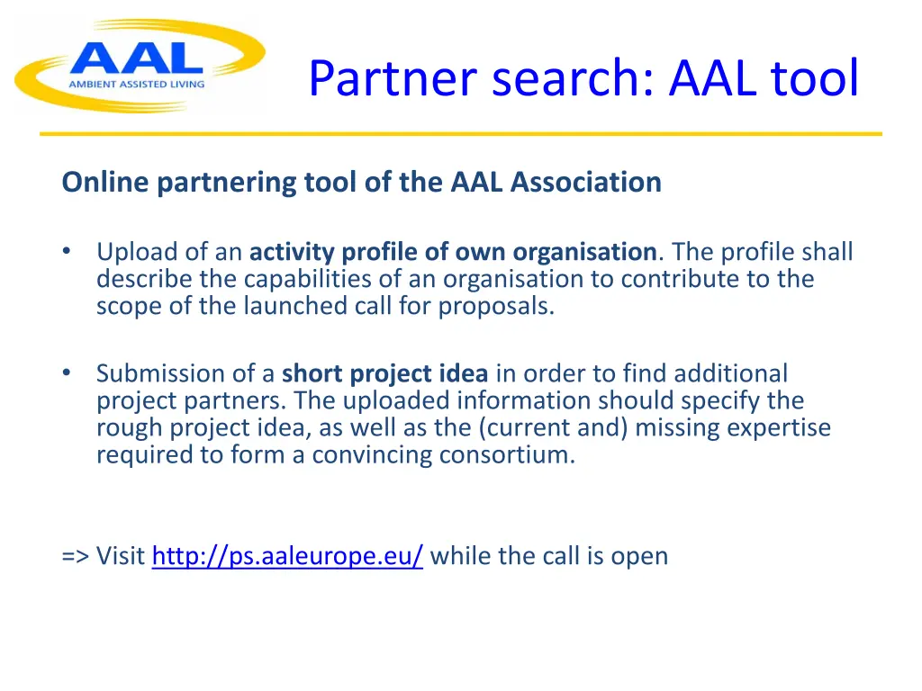 partner search aal tool