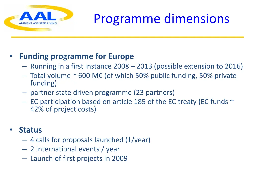 programme dimensions