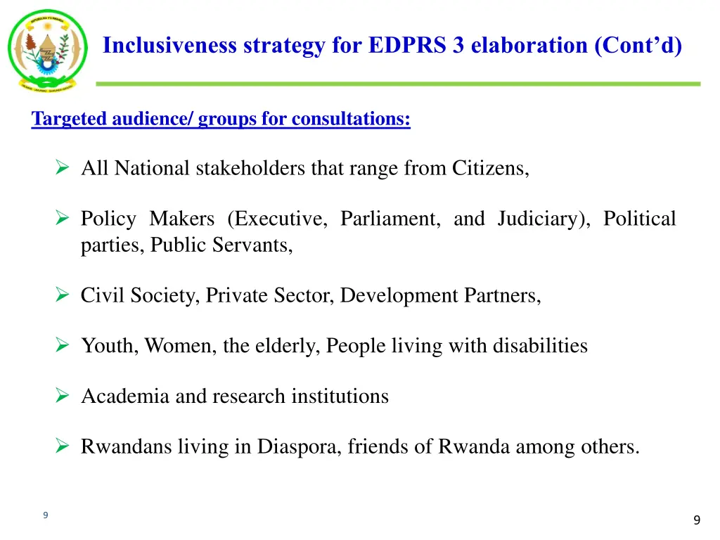 inclusiveness strategy for edprs 3 elaboration 1