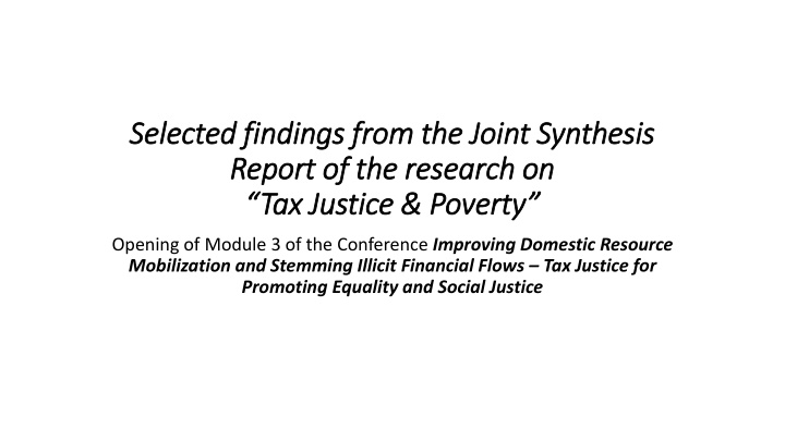 selected findings from the joint synthesis