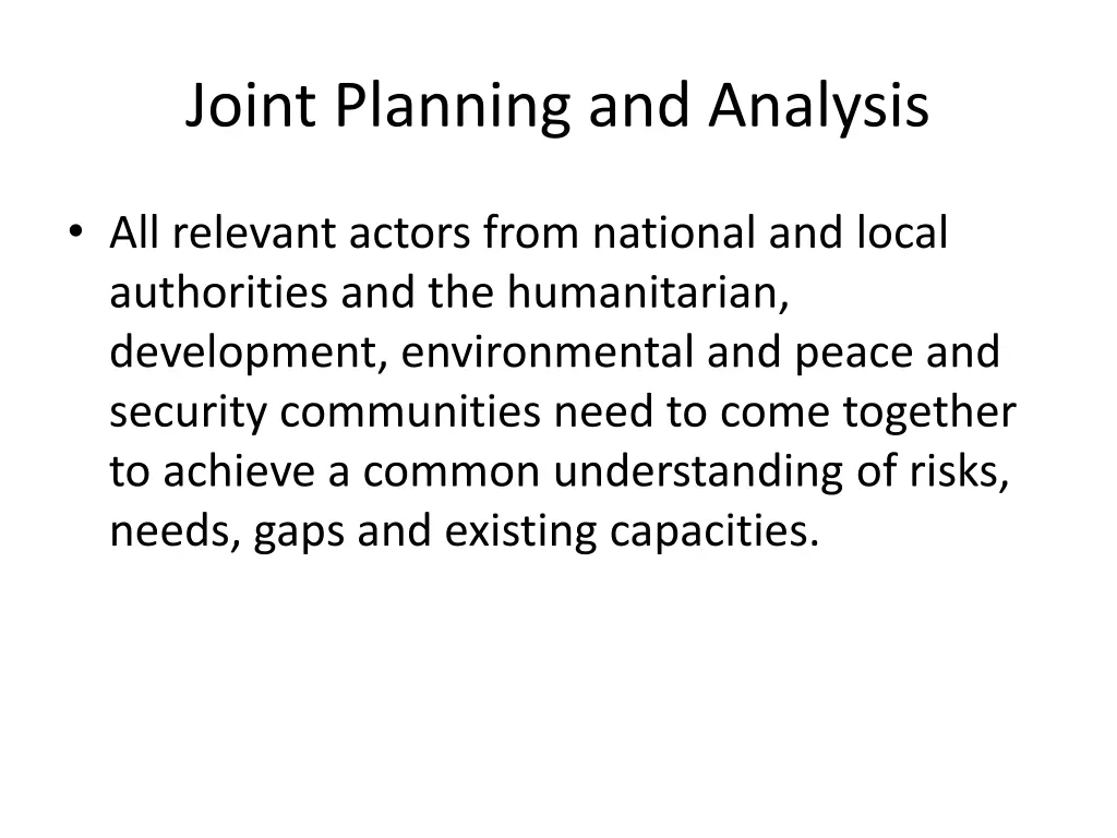 joint planning and analysis