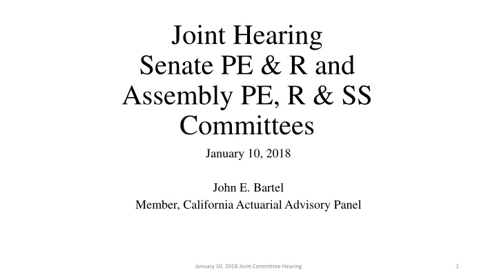 joint hearing senate pe r and assembly