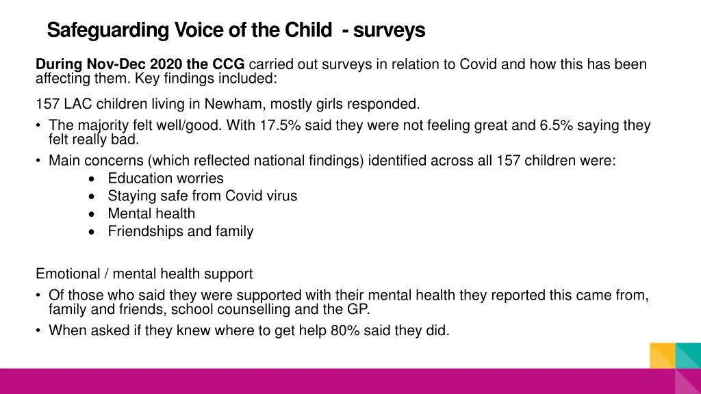 safeguarding voice of the child surveys