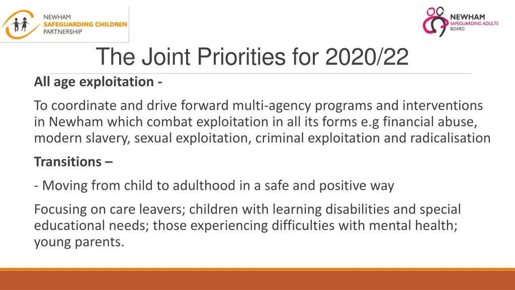 the joint priorities for 2020