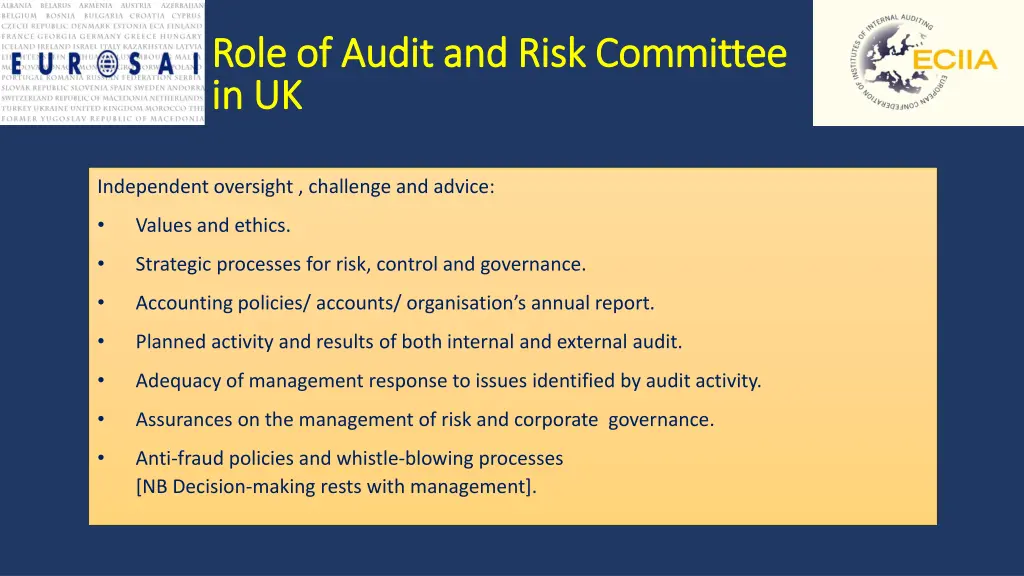 role of audit and risk committee role of audit