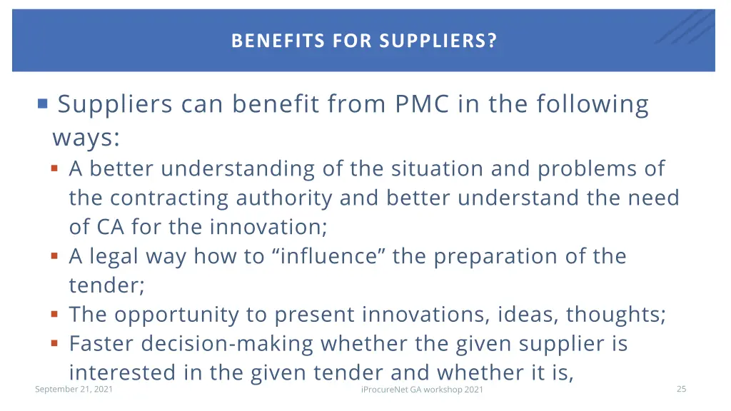 benefits for suppliers