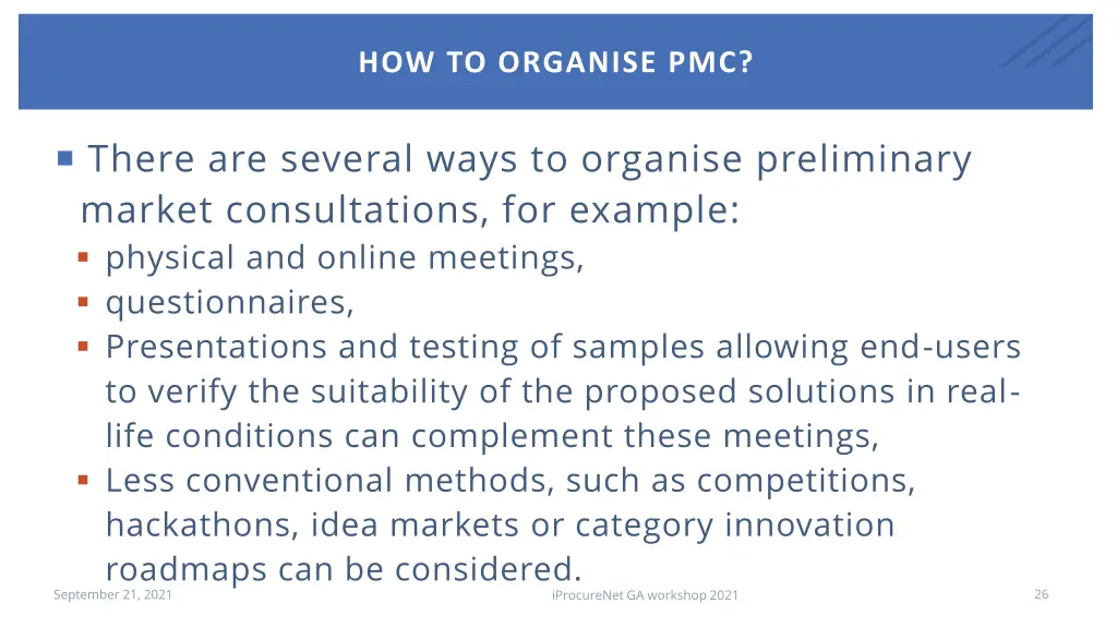 how to organise pmc