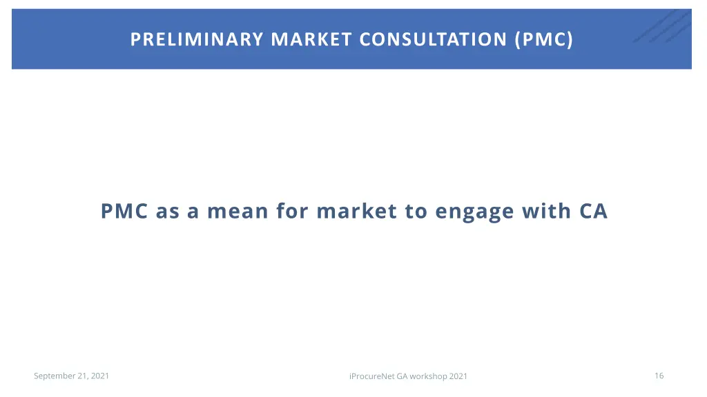 preliminary market consultation pmc 1