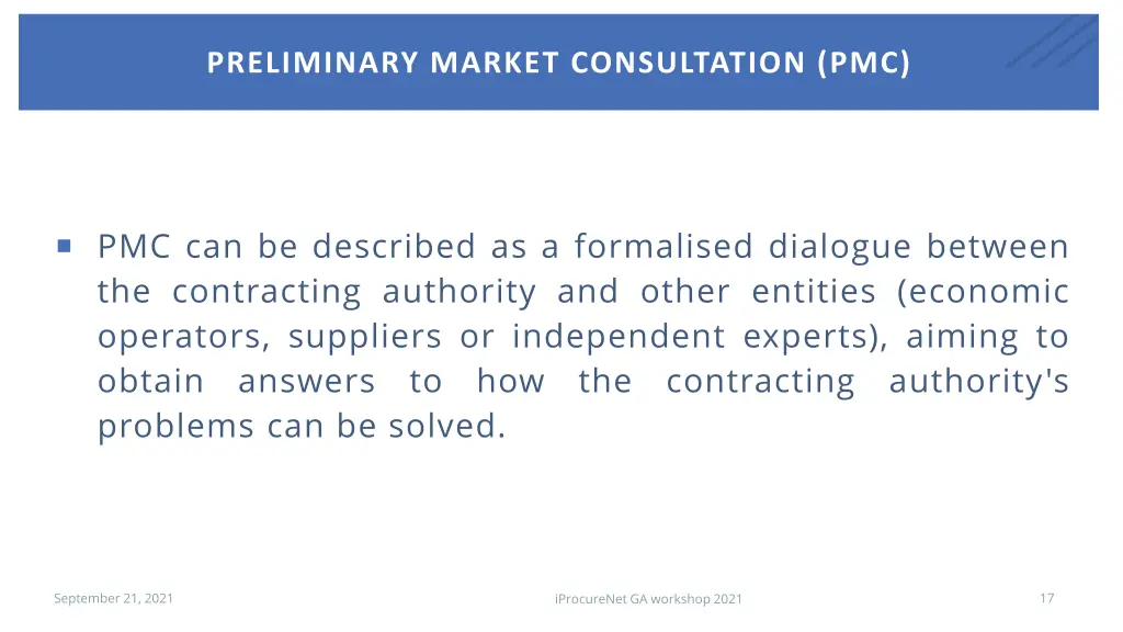 preliminary market consultation pmc 2