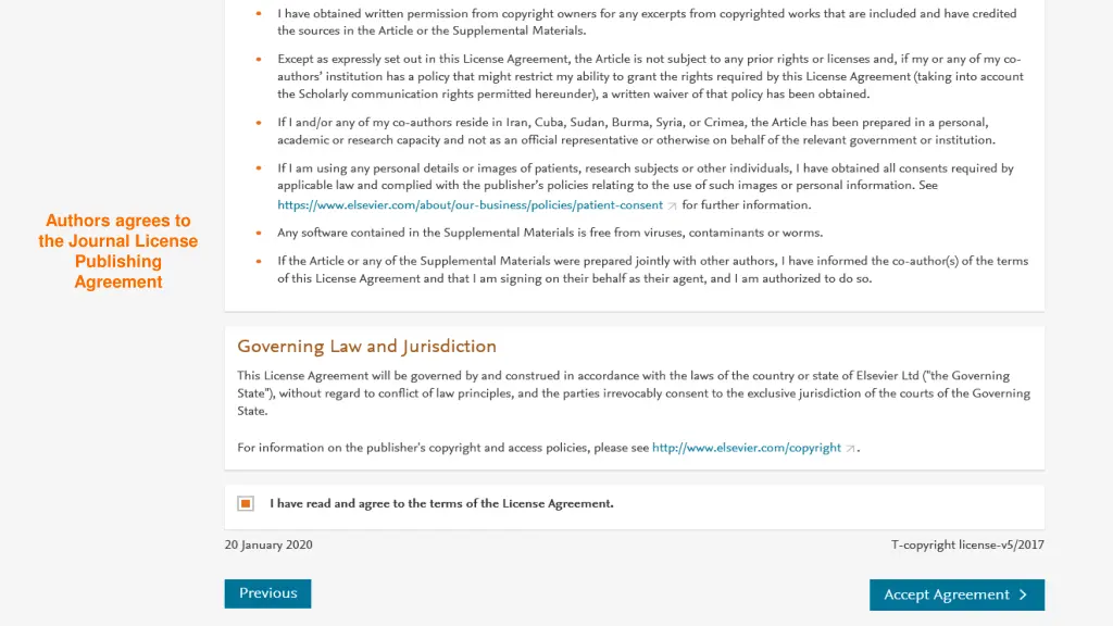 authors agrees to the journal license publishing